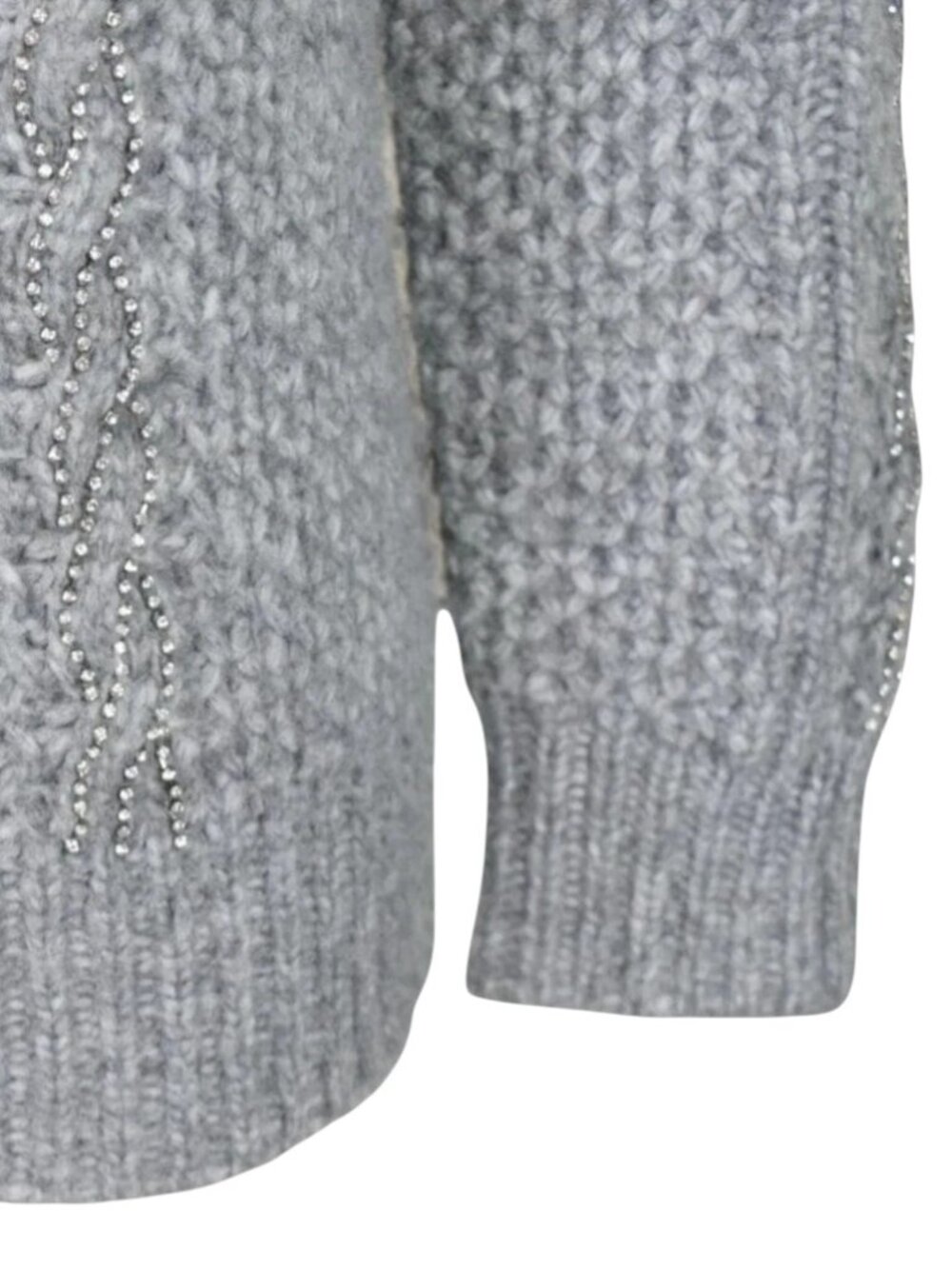 WHITE HOUSE BLACK MARKET EMBELLISHED CABLE KNIT GRAY SWEATER - Picture 6 of 9